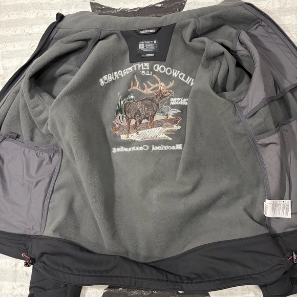 Carhartt Storm Defender Jacket Black Sz XL Rain Defender Embroider Logo Outdoor - Picture 10 of 16